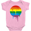 rainbow colored stripes dot running splashes Baby Onesie