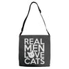 real men love cats Adjustable Strap Totes