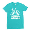 white ink camping is in tents funny Ladies Fitted T-Shirt