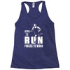 born to run forced to work Racerback Tank