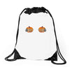 pumpkin skull hand Drawstring Bags