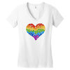 rainbow heart lgbt Women's V-Neck T-Shirt