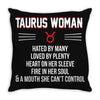 Taurus Woman Throw Pillow
