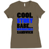 cool story babe white t shirt now make me a sandwich college humor fun Ladies Fitted T-Shirt