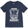 Never Underestimate Dog Rescuer Who Was Born August V-Neck Tee