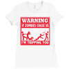 warning if zombies chase us i'm tripping you Ladies Fitted T-Shirt