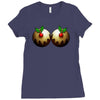 christmas pudding boobs funny Ladies Fitted T-Shirt