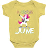unicorns are born in june Baby Bodysuit
