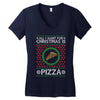 All I Want For Christmas Is Pizza Ugly Christmas For Dark Women's V-Neck T-Shirt