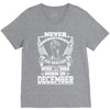 Never Underestimate Dog Rescuer Who Was Born December V-Neck Tee