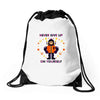 never give up Drawstring Bags