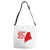 funny maine state Adjustable Strap Totes