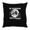 my dachshund rides shotgun Throw Pillow