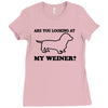 are you looking at my weiner t shirt funny dog wiener dachshund s m l Ladies Fitted T-Shirt