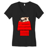 snoopy parody pug w Women's V-Neck T-Shirt