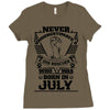 Never Underestimate Dog Rescuer Who Was Born July Ladies Fitted T-Shirt