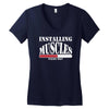funny installing muscles, ideal gift, birthday present Women's V-Neck T-Shirt