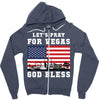 Lets Pray For Vegas, God Bless Zipper Hoodie