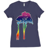 giraffe reaching up with its long neck to eat leaves off branches from Ladies Fitted T-Shirt