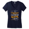 I'm a february woman I was born with my heart Women's V-Neck T-Shirt