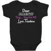 Dear Parents Tag You're It Love Teachers Women's Baby Bodysuit