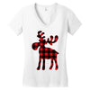 lumberjack reindeer Women's V-Neck T-Shirt
