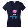 i love july especially the 4th Women's V-Neck T-Shirt