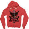 Queens Are Born In September Zipper Hoodie