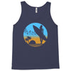beach surfer silhouette birds sand waves palm Tank Top