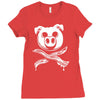 pig bacon cross bones pirate Ladies Fitted T-Shirt