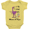 mama &amp; pizza dinasour Baby Bodysuit