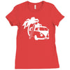 camper van surf split retro Ladies Fitted T-Shirt
