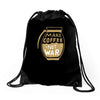 make coffee not war Drawstring Bags