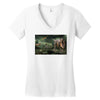 dinosaur attack Women's V-Neck T-Shirt