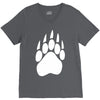 large bear paw print crew neck long sleeve V-Neck Tee
