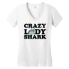 crazy lady shark Women's V-Neck T-Shirt