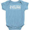 all i care about is cycling and maybe 3 people and food Baby Bodysuit