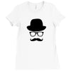 hat wayfarer glasses funny moustache hipster funny geek light tee shir Ladies Fitted T-Shirt