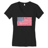 t-rex vintage american flag Women's V-Neck T-Shirt