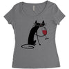 cat and wine Women's Triblend Scoop T-shirt