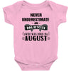 never underestimate an old man who was born in august Baby Onesie