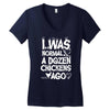 i was normal a dozen chickens ago Women's V-Neck T-Shirt