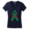 liver ribbon and rose Women's V-Neck T-Shirt
