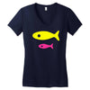 big fish little fish cardboard box Women's V-Neck T-Shirt