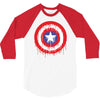 captain america dying bleeding logo 3/4 Sleeve Shirt