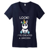 look i've created a unicorn Women's V-Neck T-Shirt