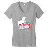totally straight funny rainbow unicorn gay pride novelty fashion Women's V-Neck T-Shirt