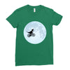 Biker Dinosaur - Dinosaur Riding A Bike To The Moon Ladies Fitted T-Shirt