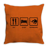 eat sleep snowboard mens black snowboarding t shirt wow Throw Pillow