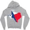 Eroded Texas Map With Flag Zipper Hoodie